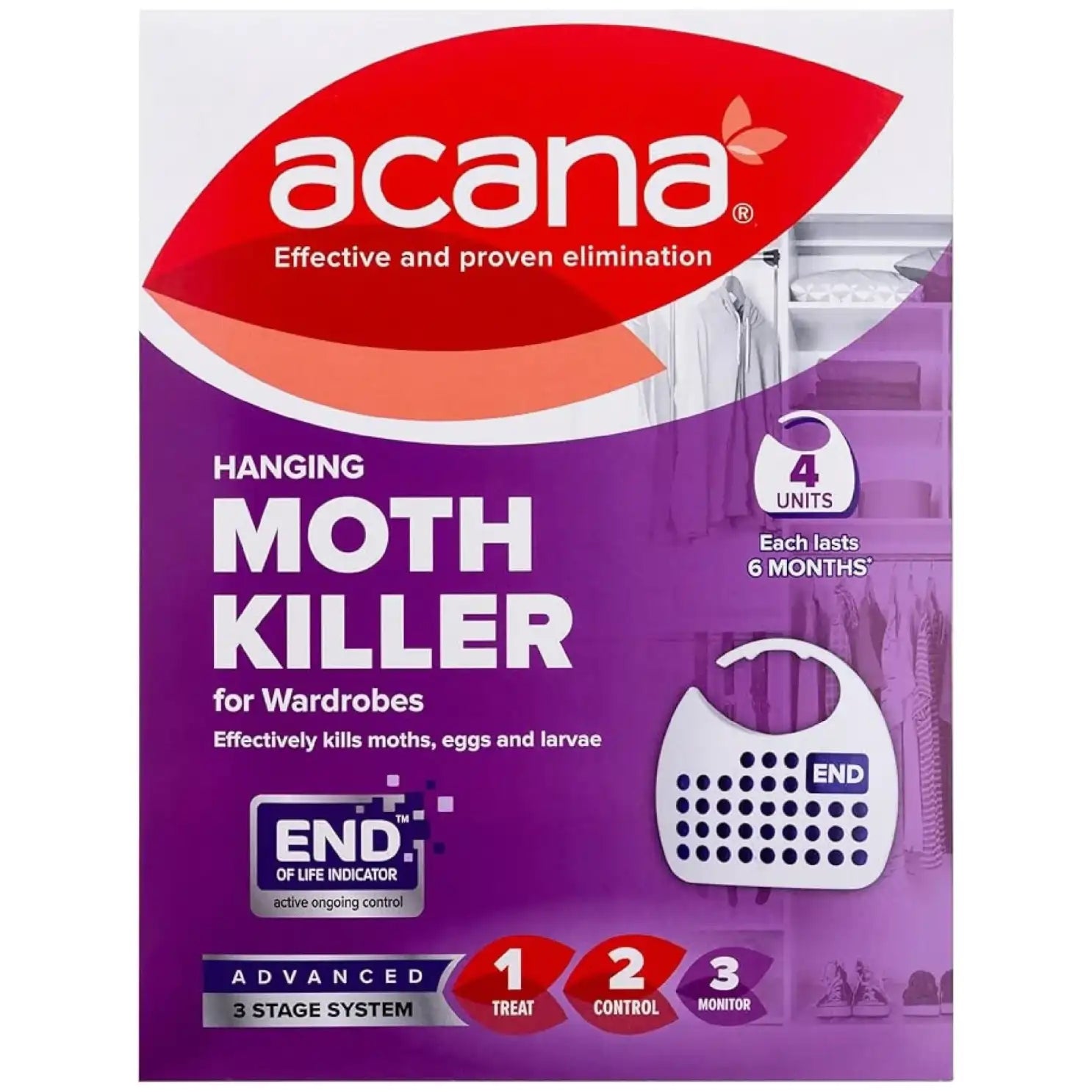 Acana Hanging Moth Killer & Freshener, Lavender, 4-Pack