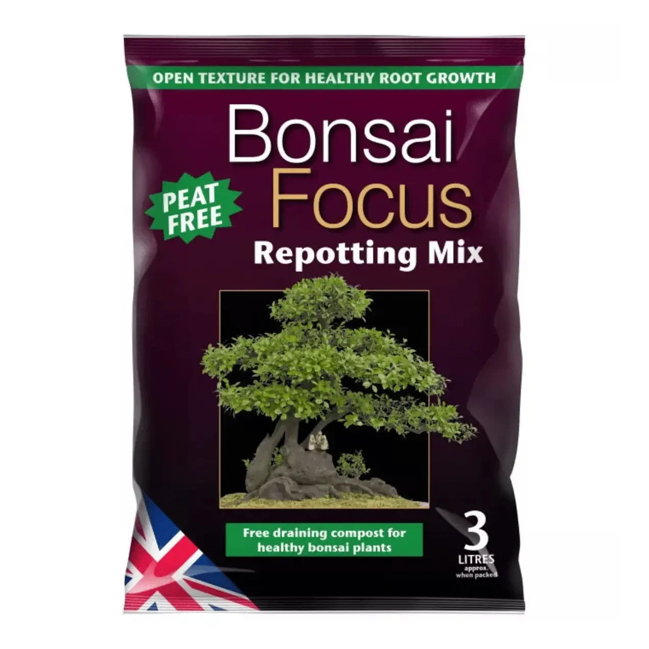 Bonsai Focus Repotting Soil Compost Mix 3L Bag Peat Free Growth Technology
