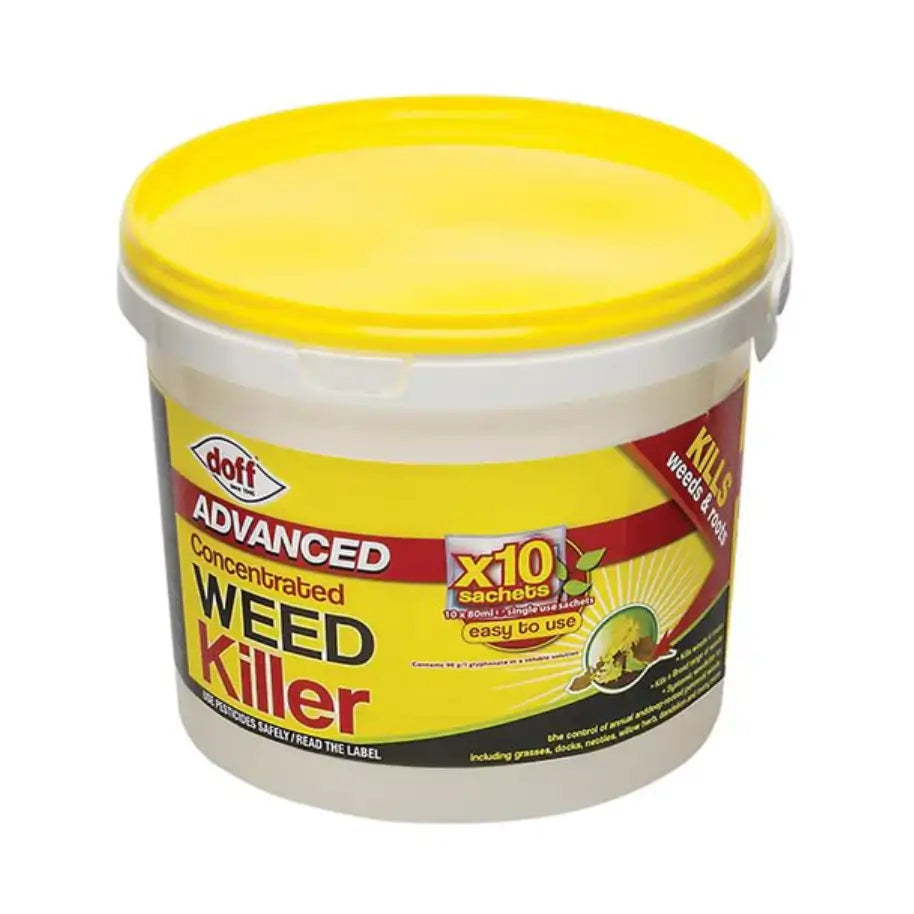 Doff Advanced Concentrated Weed Killer container with yellow lid