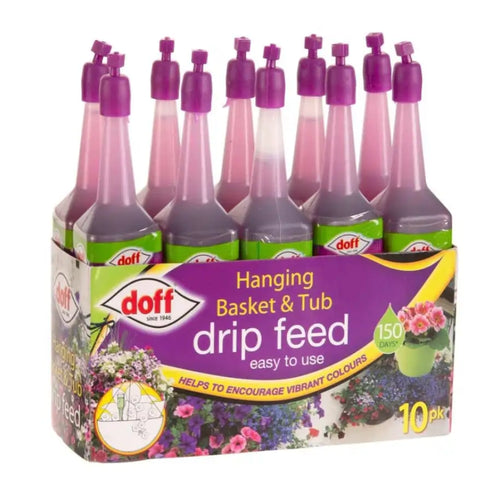 Pack of Doff hanging basket and tub drip feed with purple nozzles