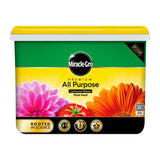 Miracle-Gro premium all-purpose plant food container with colorful flowers and vegetables