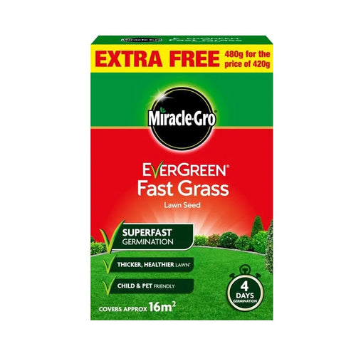 Miracle-Gro Evergreen Fast Grass lawn seed box, 480g, superfast germination, FitFitGarden
