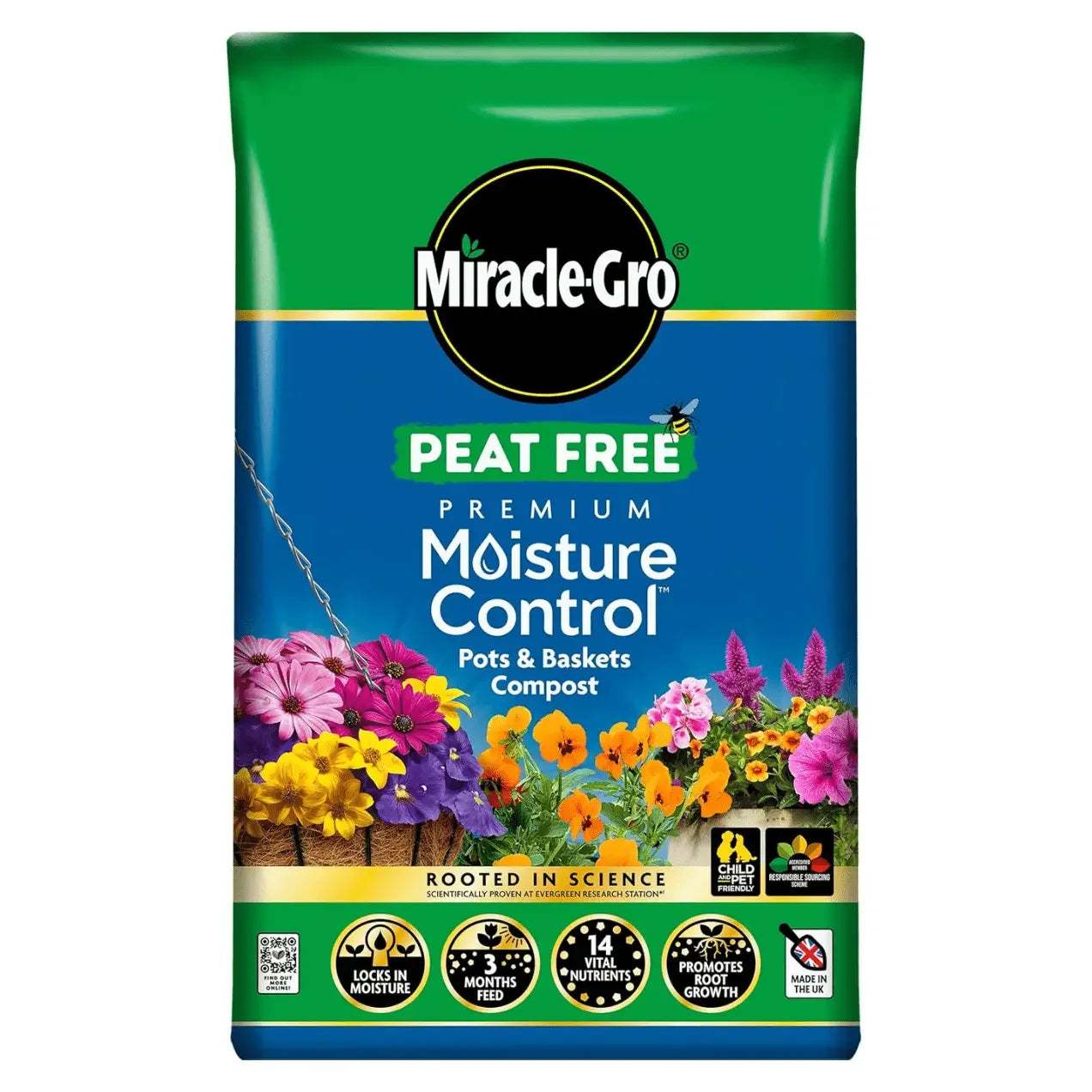 Miracle-Gro Peat Free Moisture Control Compost, 40L
