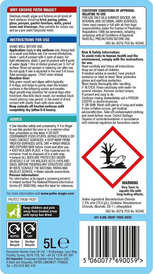 Patio Magic Concentrate Ideal for Patios, Paths and Driveways (Kills Algae and Lichens) uk price