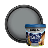 Ronseal 5 Year Fence Life+ Slate Matt Exterior Shed & fence Protector Wood paint, 5L