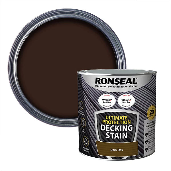 Ronseal Ultimate protection Dark oak Matt Decking Wood stain, 2.5L