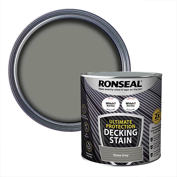 Ronseal Ultimate protection Stone grey Matt Decking Wood stain, 2.5L