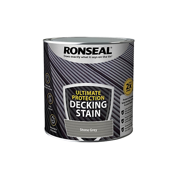 Ronseal Ultimate protection Stone grey Matt Decking Wood stain, 2.5L uk