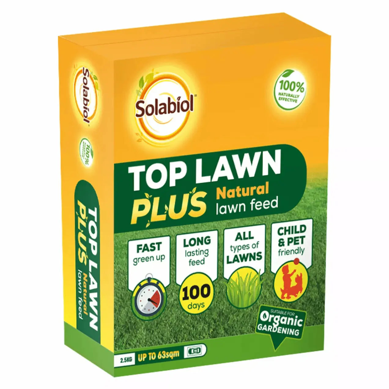 Solabiol Top Lawn Plus Natural Organic Lawn Feed Fast Greening 2.5 Kg