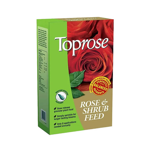 Toprose Rose & Shrub Feed 4kg box with red rose image, plant food for FitFit Garden customers