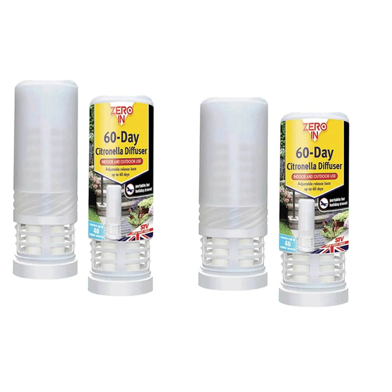 Two 'Zero In' 60-Day Citronella Diffusers on a white background