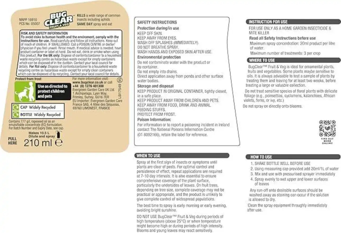 bugclear concentrate for fruit and vegetable plants