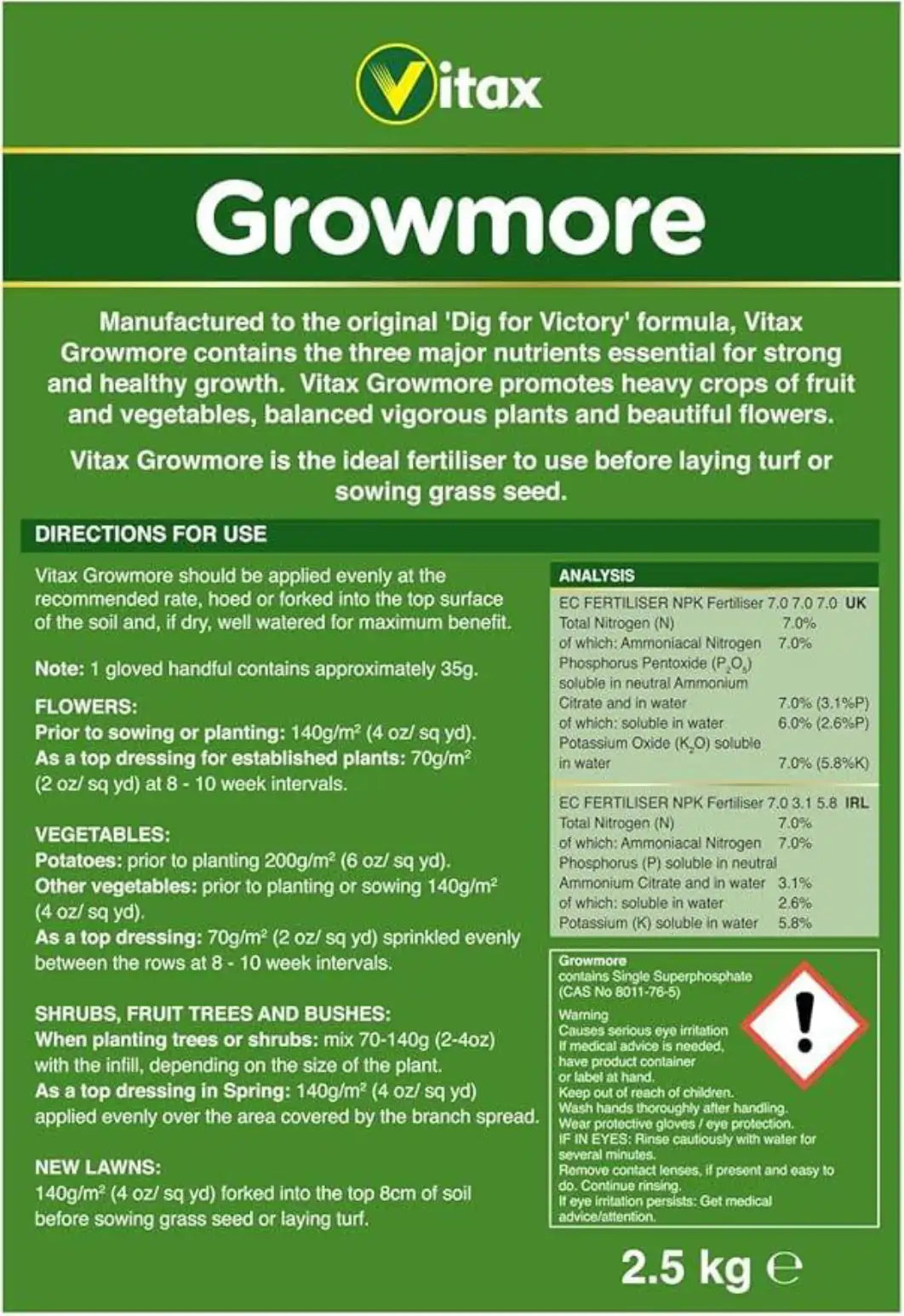 growmore plant feed 2.5kg bag