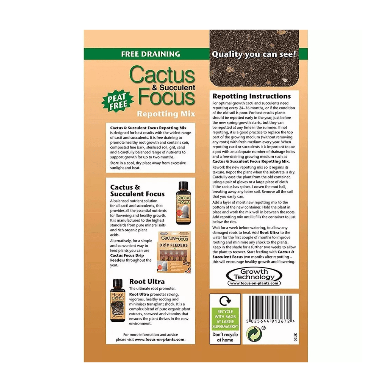 Growth Technology Cactus & Succulent Focus 300 ml House Plant Feed / Food