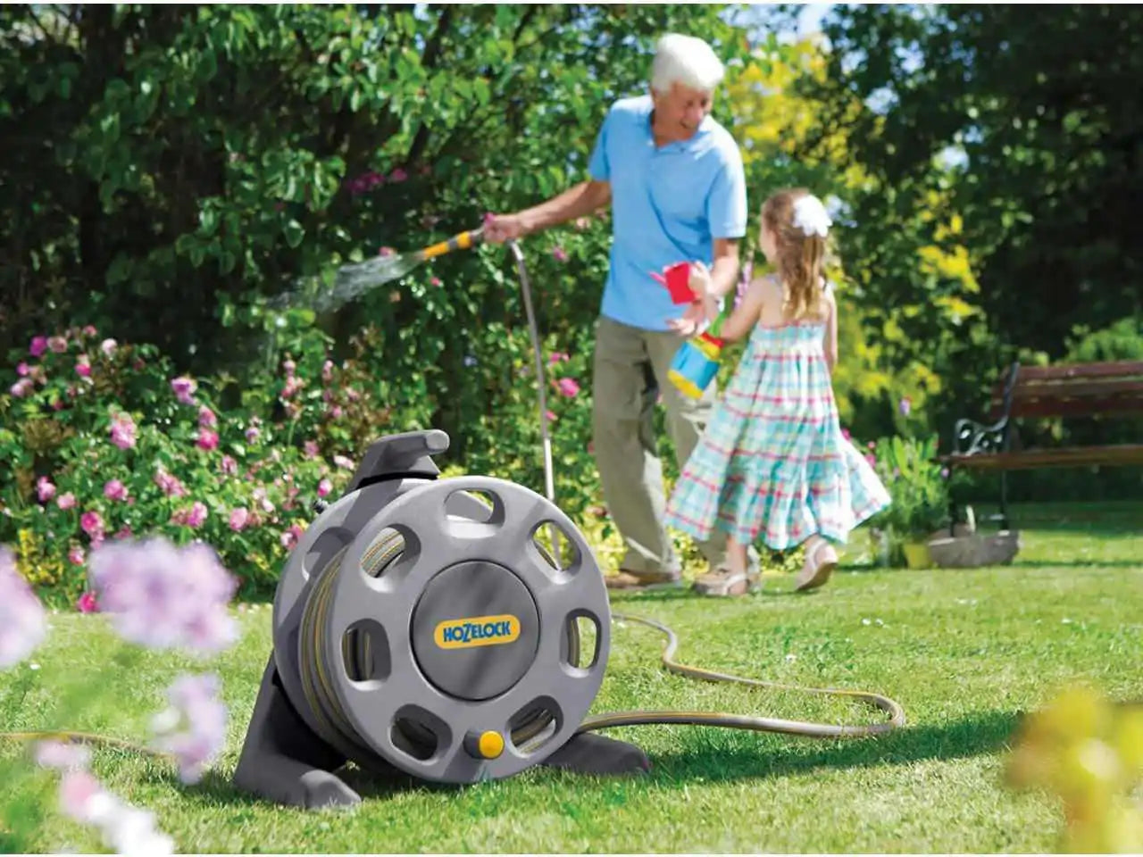 hozelock freestanding hose reel with 25m hose price