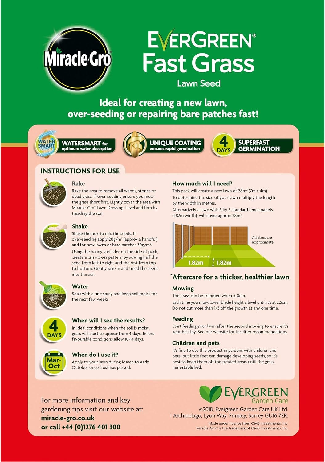 Miracle - Gro EverGreen Fast Grass Seed, 840g, 28m² - FitfitGarden