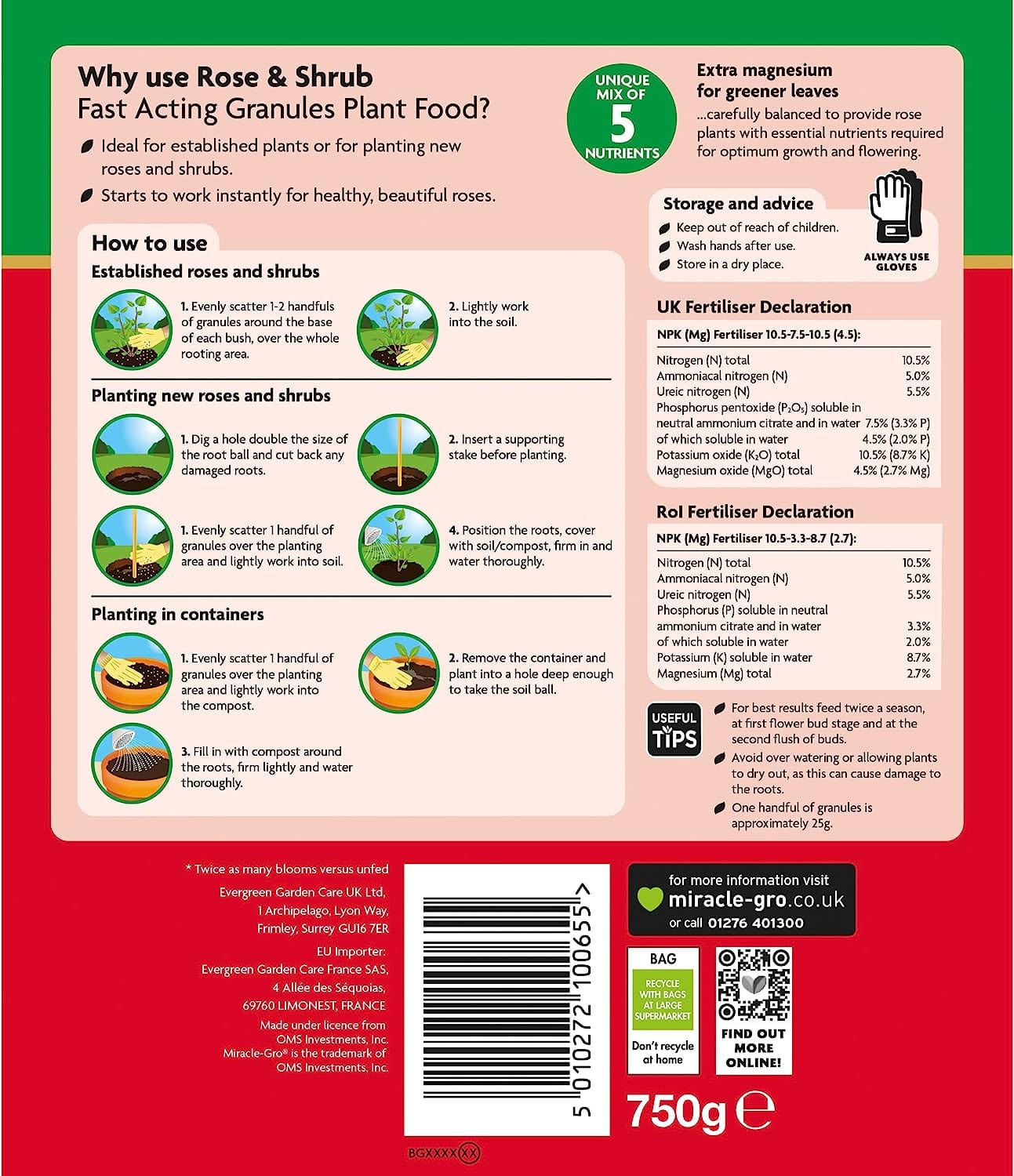 Miracle - Gro® Rose & Shrub Fast Acting Granules Plant Food - FitfitGarden
