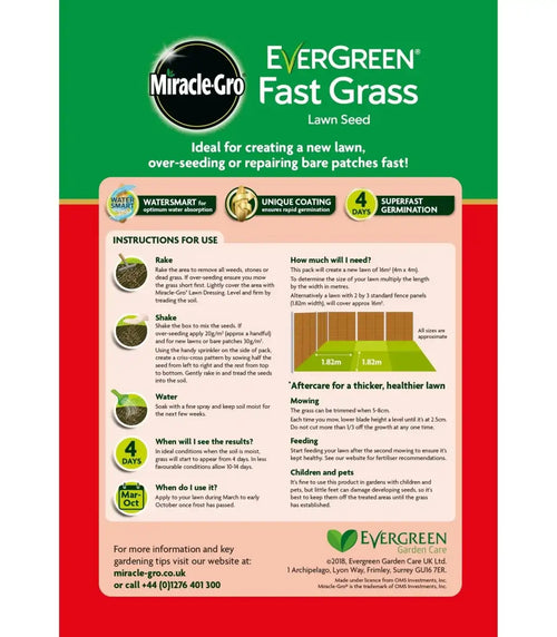 miracle-gro quick growing grass seed 480g