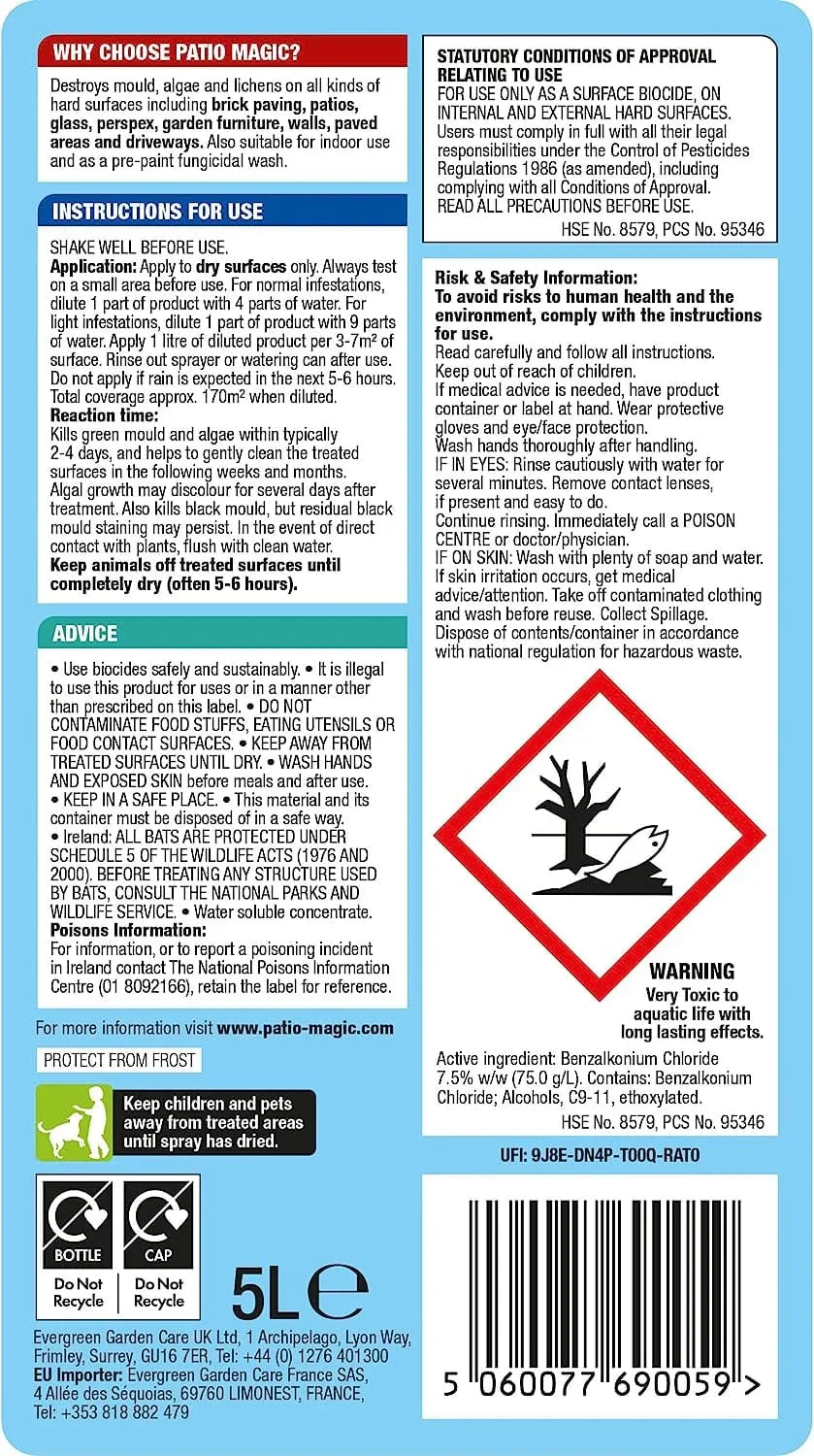 Patio Magic! Concentrate: Ideal for Patios, Paths and Driveways (Kills Algae and Lichens) - FitfitGarden
