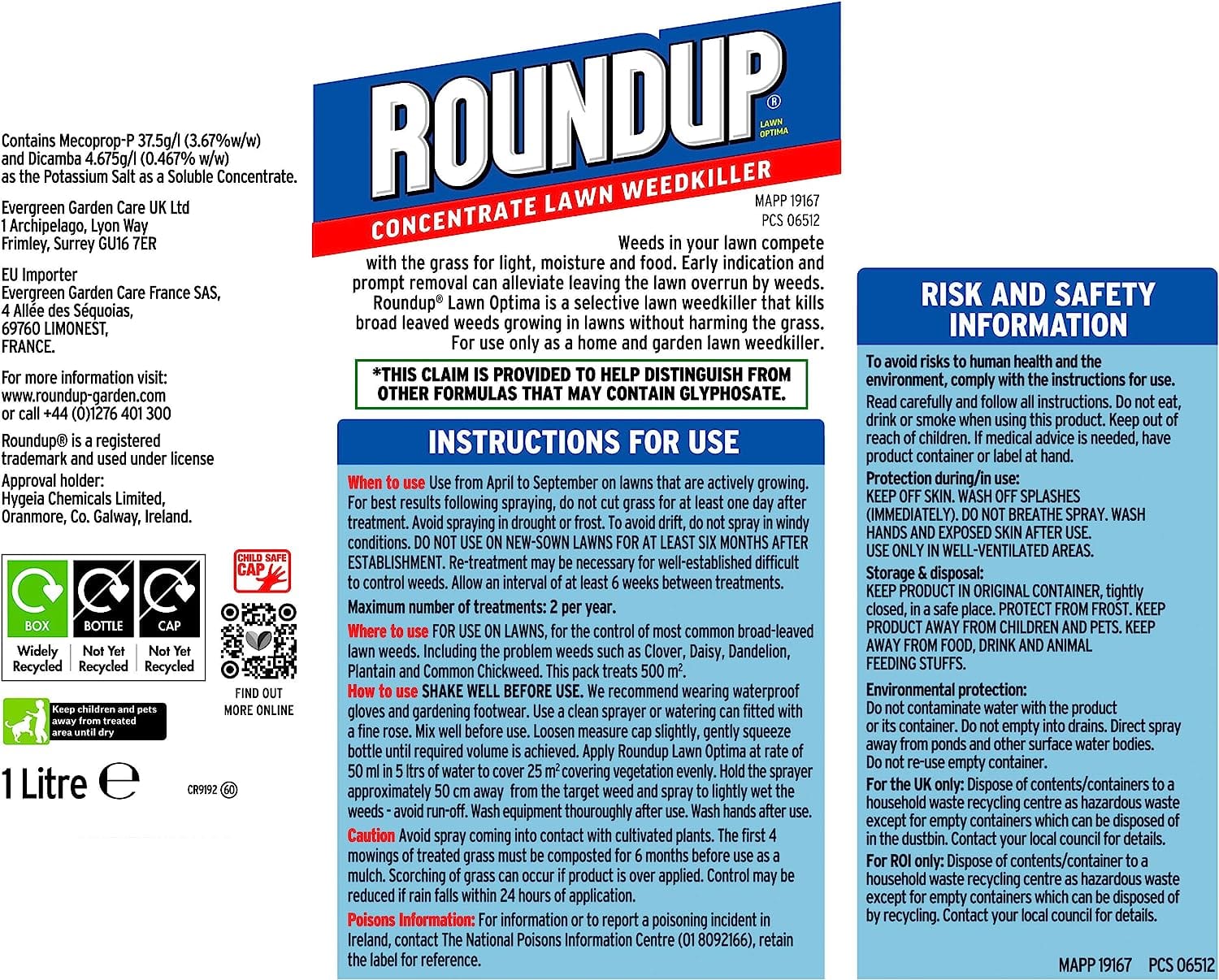 Roundup® Lawn Optima Concentrate 1L - FitfitGarden
