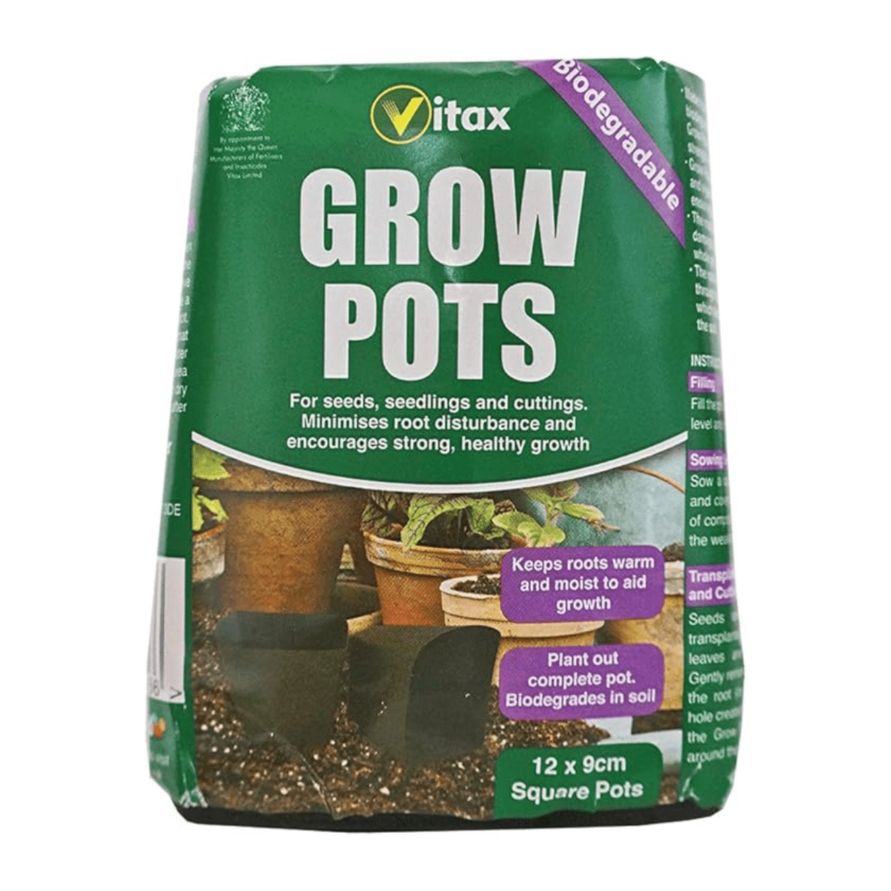 Vitax Bio - Degradable Square Grow Pots – 9cm - FitfitGarden