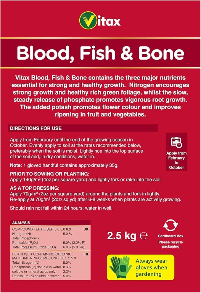 Vitax Blood Fish and Bone Fertiliser, 2.5kg - FitfitGarden