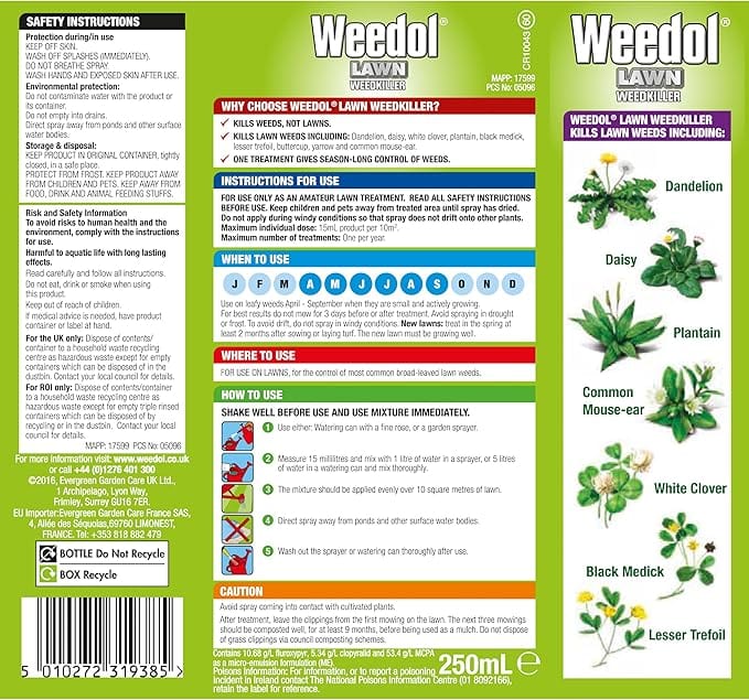 Weedol Lawn Weedkiller Concentrate, 250ml - FitfitGarden