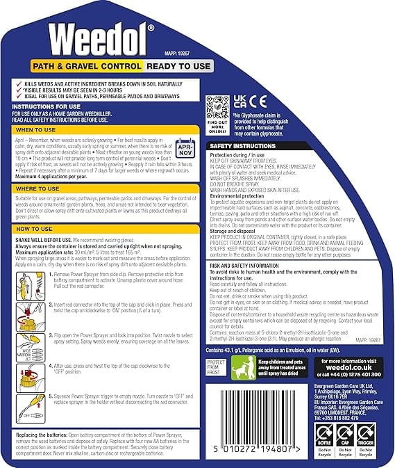 Weedol Path & Gravel Weedkiller with Power Sprayer 5L - FitfitGarden