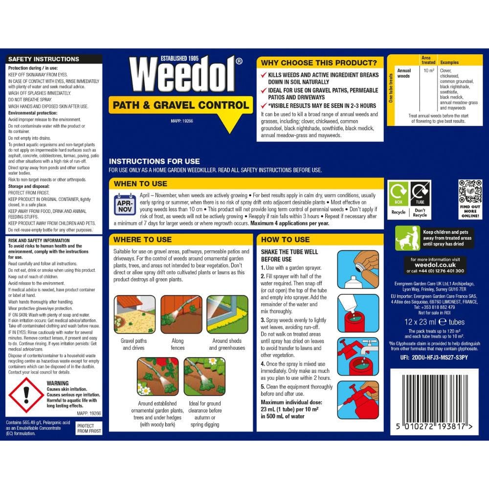 Weedol Pathclear Weedkiller 18 tubes - Path and Gravel Control Weed Killer Tubes - FitfitGarden