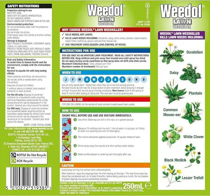 weedol lawn weedkiller concentrate 250ml