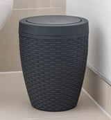 Addis 5L Faux Rattan Bathroom Bin, Charcoal