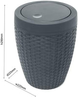 Addis 5L Faux Rattan Bathroom Bin, Charcoal