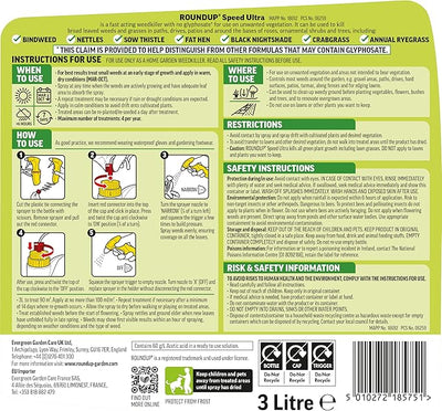Glyphosate Weed Killer - Roundup Speed Ultra Weedkiller, Glyphosate-Free - 3L