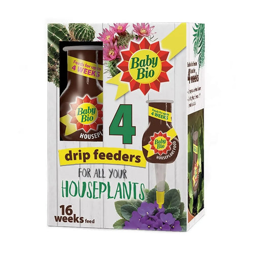 Baby Bio drip feeders pack of 4 for houseplants, displayed in FitFit Garden packaging
