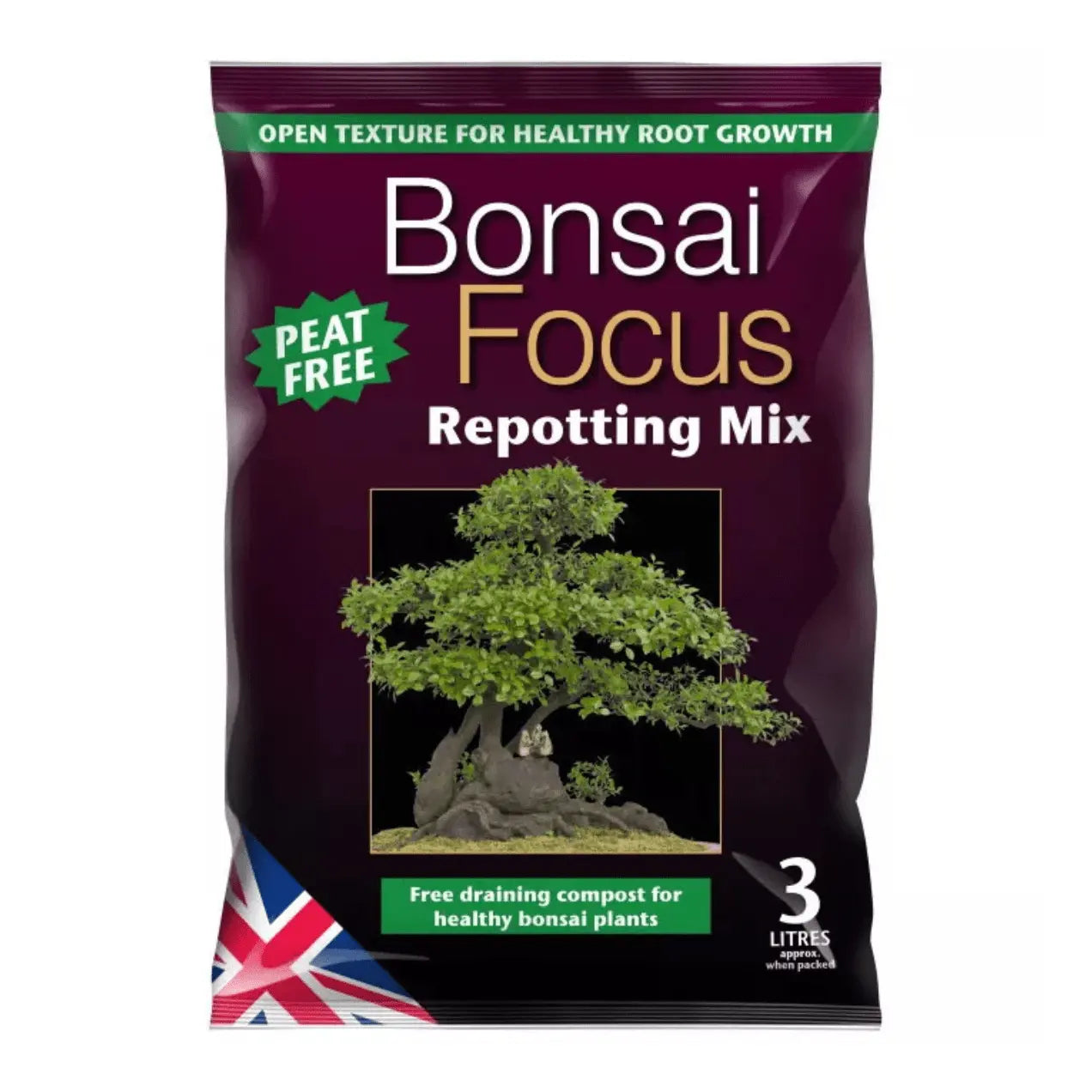 Bonsai Focus Repotting Soil Compost Mix 3L Bag Peat Free Growth Technology