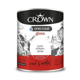 Crown One Coat Gloss White Paint 750ml
