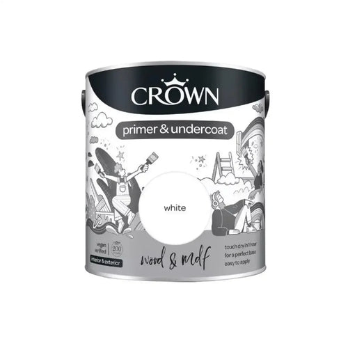 Crown Quick Dry Eggshell Paint - Pure Brilliant White 2.5L