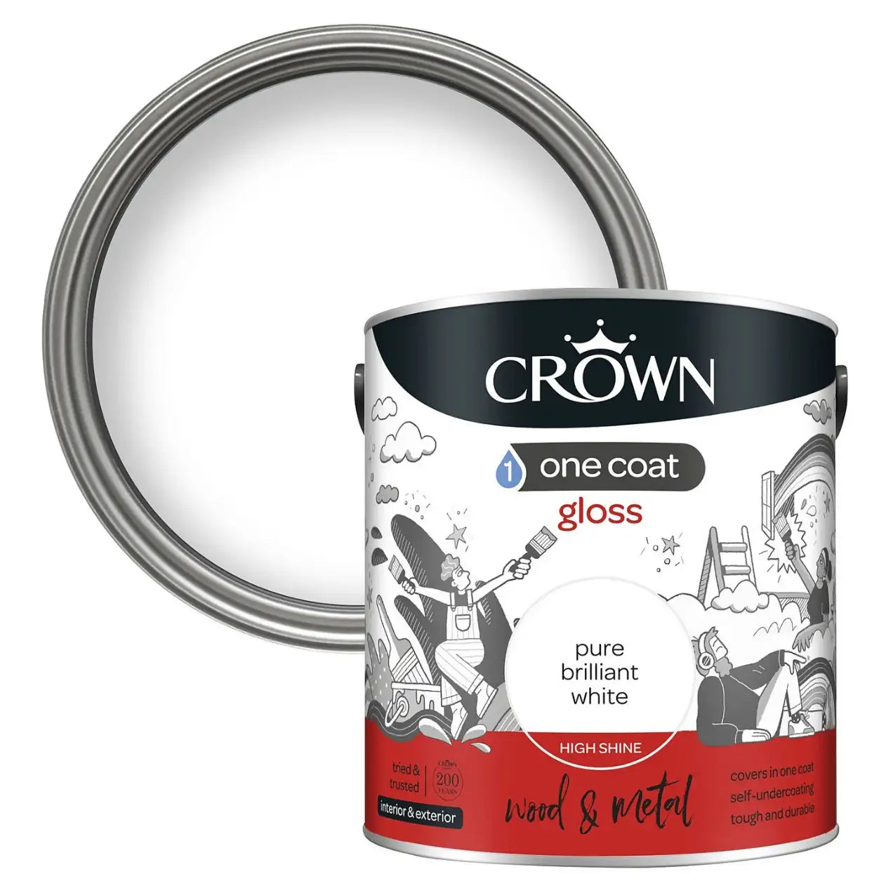 Crown Quick Dry Gloss Paint - Brilliant White 2.5L