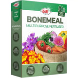 Box of Doff Bonemeal Multipurpose Fertilizer with images of vegetables and flowers on a white background