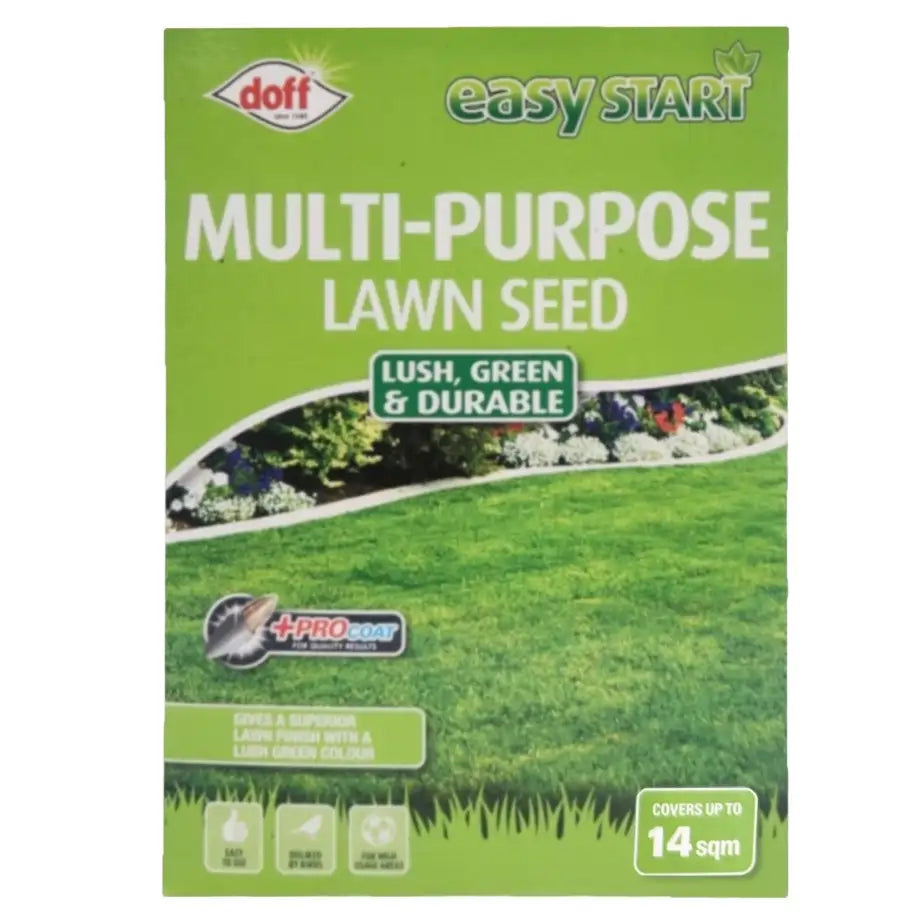 Doff Easy Start multi-purpose lawn seed packaging 