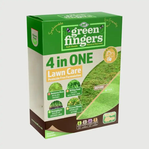 Green Fingers 4 in One Lawn Care product packaging 