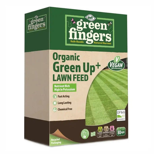 Green Fingers Organic Green Up+ Lawn Feed packaging 