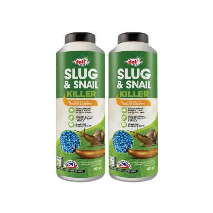Two bottles of Doff Slug & Snail Killer 