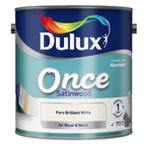 Dulux® Once Pure brilliant white Satinwood Metal & wood paint, 750ml