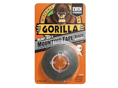 Gorilla Black Mounting Tape (L)1.5m (W)25.4mm