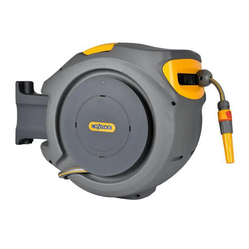 Hozelock Auto Reel with hose, grey and yellow wall-mounted garden hose reel for FitfitGarden