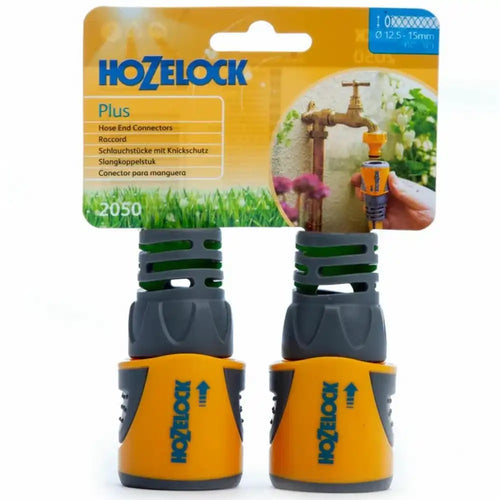 Hozelock hose end connector twin pack for garden hoses, grey and yellow fittings, FitFit Garden