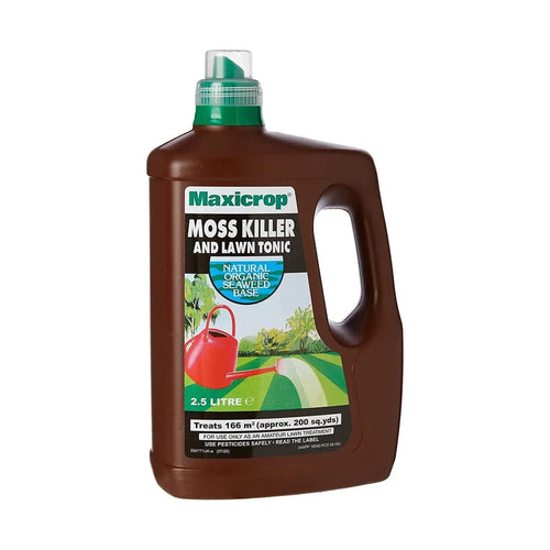 Maxicrop Moss Killer and Lawn Tonic 2.5L bottle, organic seaweed lawn care product
