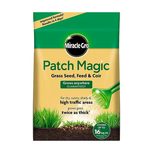 Package of Miracle-Gro Patch Magic Grass Seed, Feed & Coir 