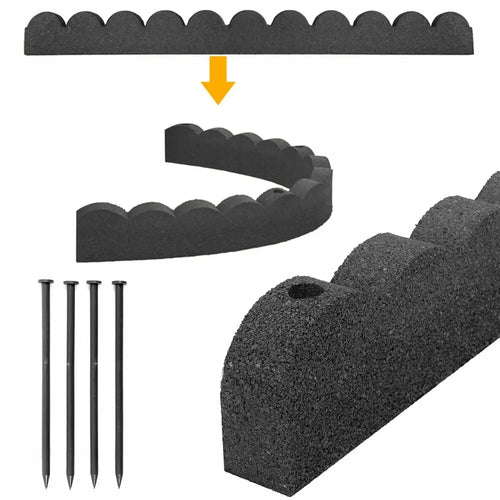 Primeur Flexi curve Grey Rubber Scallop Lawn edging